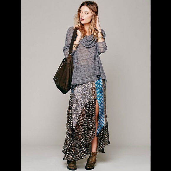 Free People Dresses & Skirts - Gorgeous Free People Bohemian Asymmetrical Maxi Skirt hippy doo ha size 4